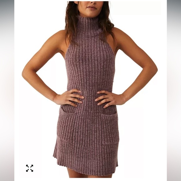 Free People Dresses & Skirts - Free People | Claude Knit Halter Turtle neck sleeveless mini dress - Large